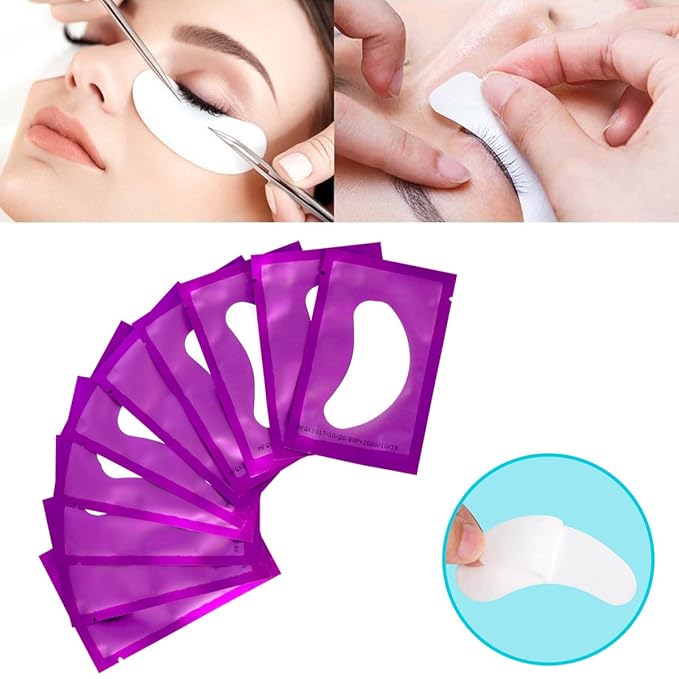 100 Pairs Set Under Eye Pads, Comfy and Cool Under Eye Patches Gel Pad for Eyelash Extensions Eye Mask Beauty Tool (Purple)-VeraVaultWomen