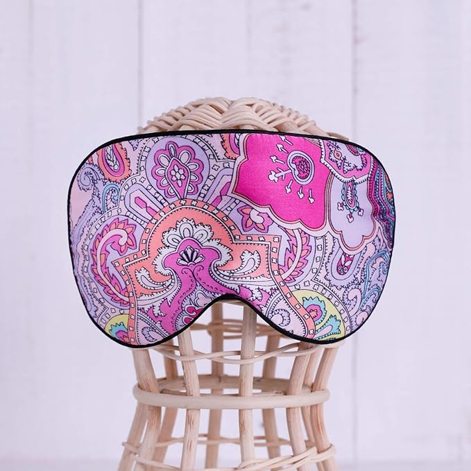 100% Pure Silk Eye Mask Sleep Eye Mask Eye Cover Eyeshade Sleeping Eye Mask Printed Colors (#12)-VeraVaultWomen