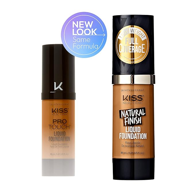Kiss New York Professional Liquid Foundation - Lightweight and Hydrating Formula, Natural Finish, Control Shine, Cover Pores, Medium to Full Coverage, Green Tea Extract (Classic Tan)-VeraVaultWomen