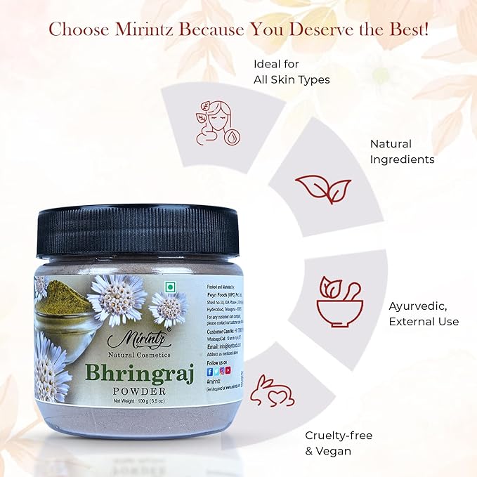 100% Natural Bhringraj Powder | (100 gms) False Daisy Powder Herbal Supplement | Eclipta Alba for Hair Growth Supplements | Karisalankanni Ayurvedic Support for Healthy Hair | Herbal Hair Mix-VeraVaultWomen