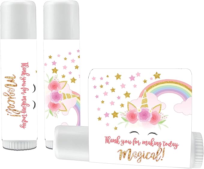 12 Unicorn Rainbow Lip Balms - Unicorn Theme Lip Balms - Unicorn Baby Shower Favors - Unicorn Birthday Party Favors - Rainbow Unicorn-VeraVaultWomen