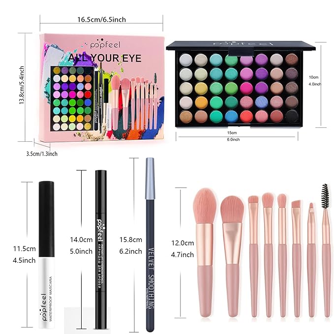 Makeup Kit for Women, Eyeshadow Makeup Gift Set for Teen Girls, Eyebrow Eye Shadow Makeup Kit with 40 Colors Eyeshadow Palette, Mascara, Eyeliner, Eye Brow Pencil, Eye Brush-VeraVaultWomen
