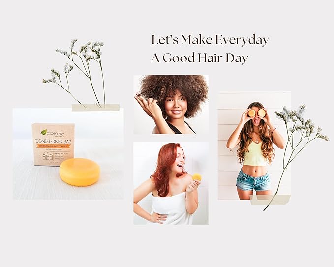 Solid Lemongrass & Sweet Orange Conditioner Bar, Natural & Organic, For All Hair Types Including Frizzy, Sulfate-Free & Cruelty-Free, 2.3 Ounce (2-Pack)-VeraVaultWomen