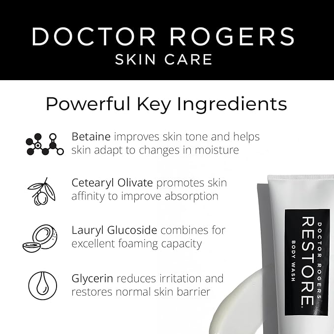 Doctor Rogers Hydrating Body Wash, Moisturizing Shower Cleanser, Dermatologist-Created Bath Soap For Women & Men, Cleanses & Repairs the Skin Barrier, Paraben & Sulfate-Free, 236 ml / 8 fl oz-VeraVaultWomen