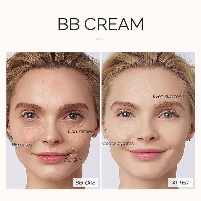 KWOLYKIM 2PCS Hydrating Makeup BB Cream, Tinted Moisturizer Face Makeup BB Cream Foundation Waterproof Concealer Brighten Color Correcting Cream Nude Makeup Long Lasting for All Skin(Deep)-VeraVaultWomen
