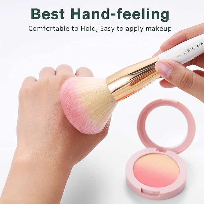 Makeup Brushes Set 10Pcs Professional Kabuki Foundation Eyeshadow Blush Blending Lip Full Face Cosmetic Kit W/Makeup Brush Set with Holder-VeraVaultWomen