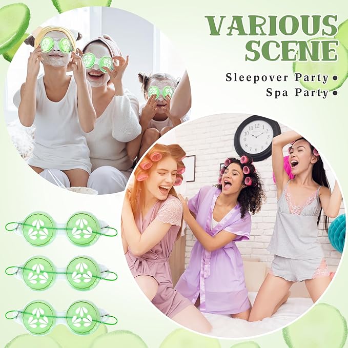 12 Pcs Cucumber Eye Pads Gel Eye Masks Cooling Heating Eye Pads Spa Party Favors Sleepover Party Slumber Party Supplies-VeraVaultWomen