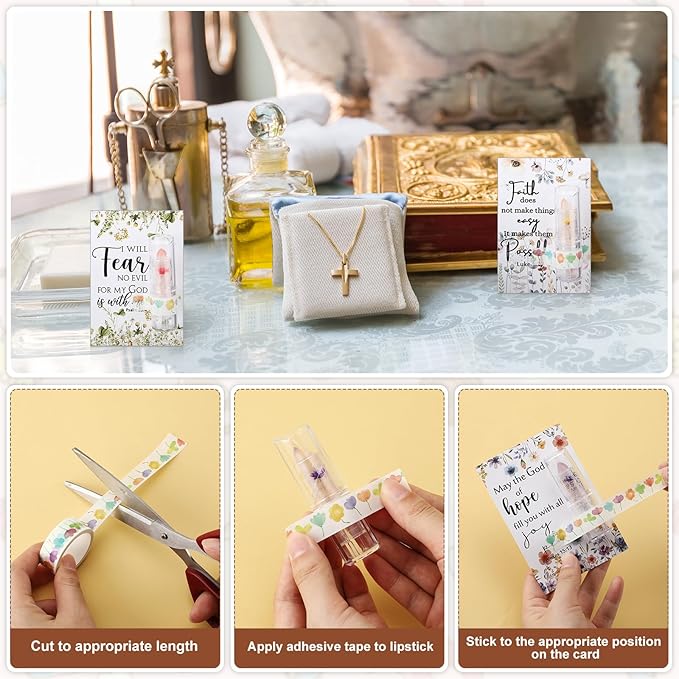 12 Sets Christian Lip Balms with Inspirational Bible Verse Card Bulk Gifts for Women Flower Sign Taste Lip Balm with Tag for Employee Coworker Teacher Family Church Wedding Favor-VeraVaultWomen