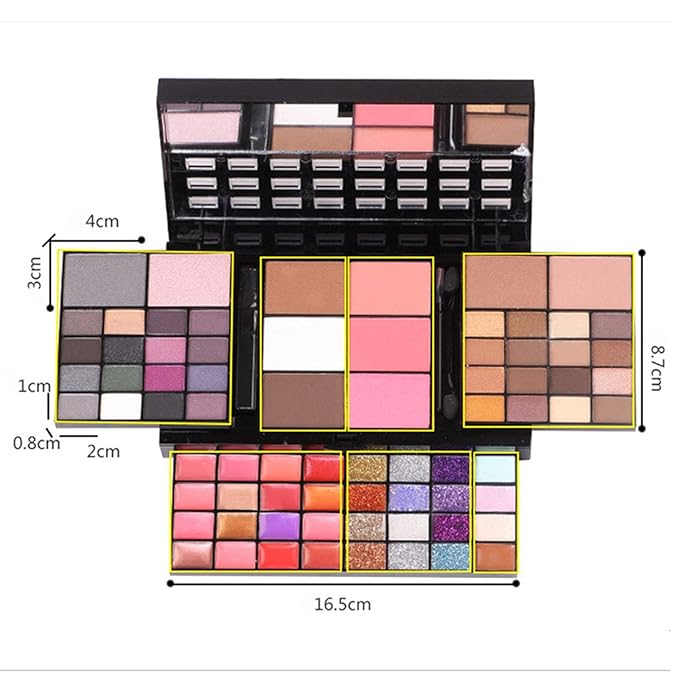 Makeup Kit for Women Full Kit including 36 Eyeshadow Makeup,16 Lip Gloss,12 Glitter Cream, 4 Concealer, 3 Blusher,1 Bronzer, 2 Highlight and Contour - All in One Makeup Kit 74 Colors-VeraVaultWomen
