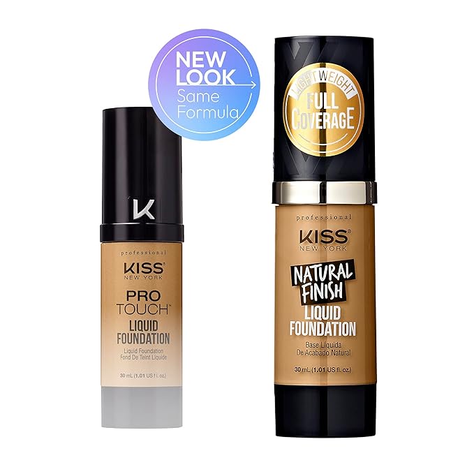 Kiss New York Professional Liquid Foundation - Lightweight and Hydrating Formula, Natural Finish, Control Shine, Cover Pores, Medium to Full Coverage, Green Tea Extract (Soft Tan)-VeraVaultWomen