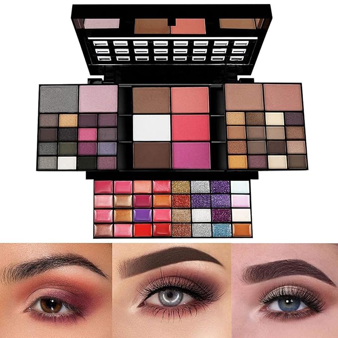 Makeup Kit for Women Full Kit including 36 Eyeshadow Makeup,16 Lip Gloss,12 Glitter Cream, 4 Concealer, 3 Blusher,1 Bronzer, 2 Highlight and Contour - All in One Makeup Kit 74 Colors-VeraVaultWomen