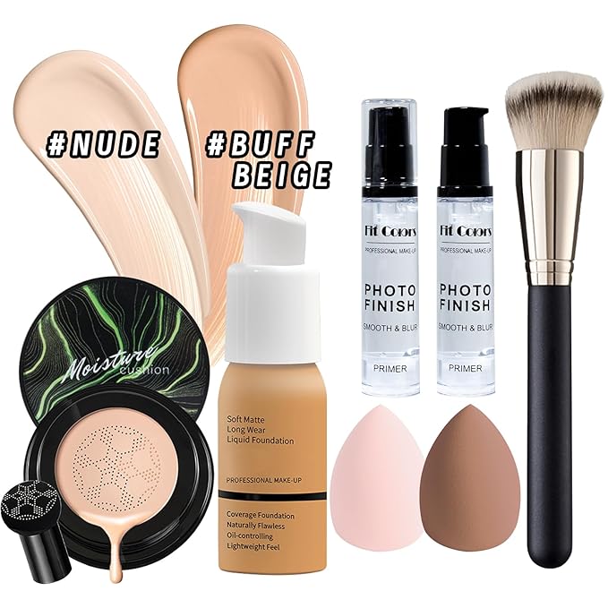 Makeup Kit Set for Women, Makeup Present for Women Teens Girl, Eyeshadow Palette Foundation CC Cream Primer Brush Spong Contour Lipstick Eyebrow Soap Mascara Eyeliner Cosmetic bag-VeraVaultWomen