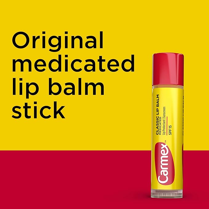 Carmex Classic Medicated Lip Balm Sticks, Lip Moisturizer for Chapped Lips, 9 Count (3 Packs of 3)-VeraVaultWomen