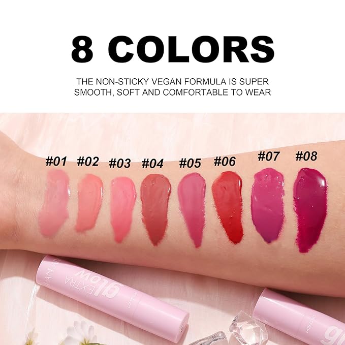 MAEPEOR Nourishing Lip Balm 8 Colors Smooth Moisturizing Lip Glow Gloss Non-Sticky and Long-lasting Hydrating Jelly Lip Balm for Women and Girls (Color 05)-VeraVaultWomen