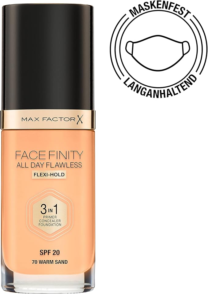 Max Factor Facefinity 3-in-1 All Day Flawless Liquid Foundation, SPF 20-70 Warm Sand, 30 ml-VeraVaultWomen