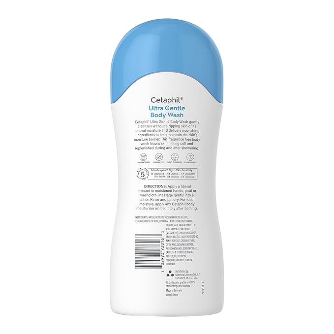 Cetaphil Ultra Gentle Refreshing Body Wash, For Dry To Normal, Sensitive Skin, Aloe Vera, Vitamin B5, Hypoallergenic, Dermatologist Tested, Fragrance Free, 16.9oz Pack of 3-VeraVaultWomen