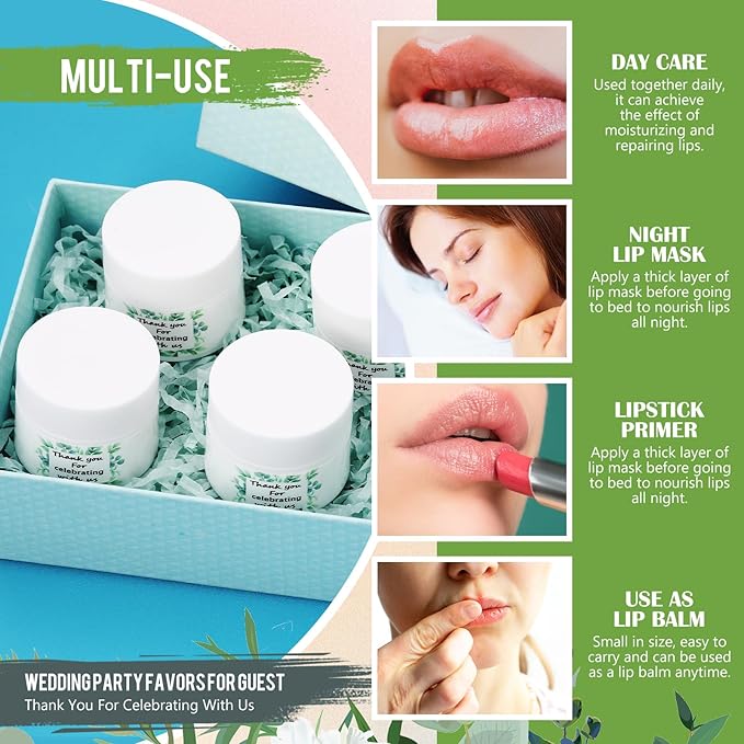 12 Pcs Thank You Lip Sleeping Mask Bulk Bridal Shower Gifts for Guests Thank You for Celebrating with Us Lip Mask Moisturize Nourish for Wedding Bridal Shower Favor Christmas Gift(Eucalyptus)-VeraVaultWomen