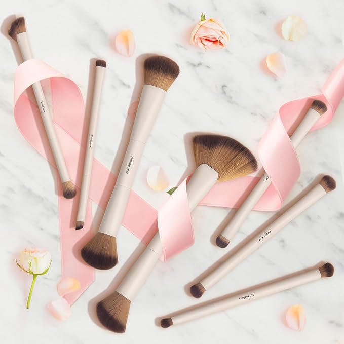 Makeup Brushes, Dual End Makeup Brush Set 7 Pcs, Foundation Contour Powder Concealer Eye Shadows Blush Make Up Brushes, Travel Gift Set, Cruelty-Free-VeraVaultWomen