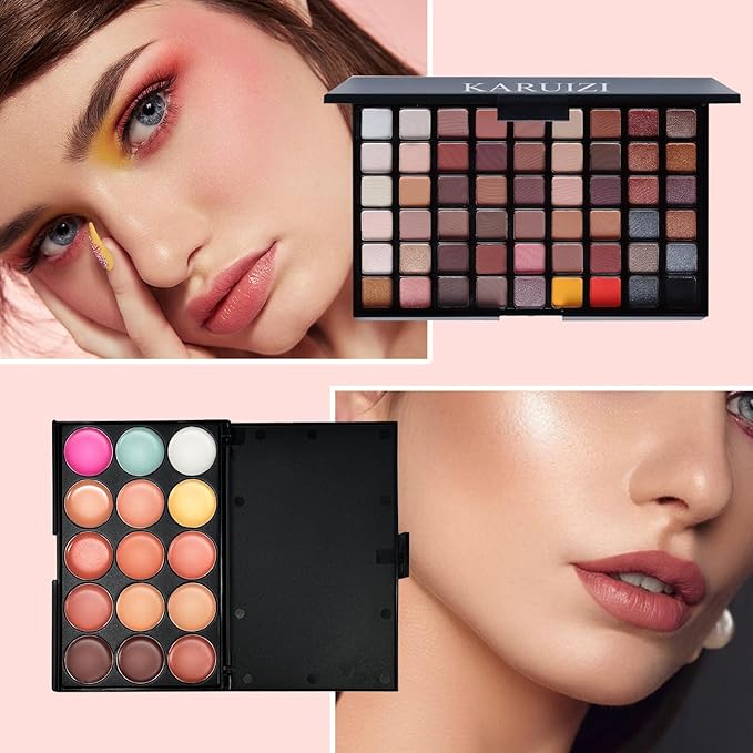 Makeup Kit All-in-one Makeup Gift Set for Women Full Kit, Eyeshadow Palette, Lip Gloss Set, Lipstick, Blush, Foundation, Concealer, Mascara, Eyebrow Pencil,Include Brush Set(KIT019)-VeraVaultWomen