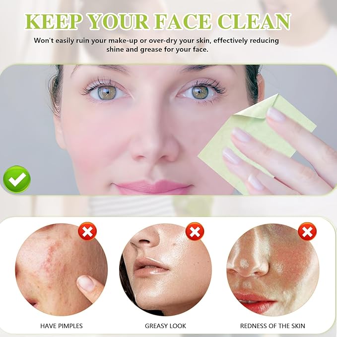 1000pcs Oil Blotting Sheets for Face, Blotting Paper for Oily Skin, Clean and Clear Oil Absorbing Sheets-VeraVaultWomen