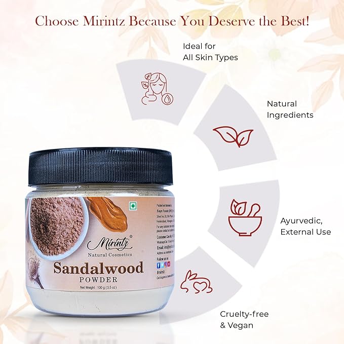 100% Natural Sandalwood Powder | (3.5 Oz) Chandan Powder for Women & Men | Herbal Sandalwood Powder for Face & Skin | Ayurvedic Face Pack for Glowing Skin, Tan Removal Mask & Natural Face Pack-VeraVaultWomen
