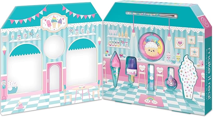 Make It Real: Candy Shop Cosmetic Set - 9 pcs, Vanilla & Strawberry Scented Cosmetics, Ice-Cream Shaped Glosses, Beauty Kit, Tweens, Girls & Kids Ages 8+-VeraVaultWomen