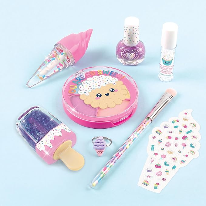 Make It Real: Candy Shop Cosmetic Set - 9 pcs, Vanilla & Strawberry Scented Cosmetics, Ice-Cream Shaped Glosses, Beauty Kit, Tweens, Girls & Kids Ages 8+-VeraVaultWomen