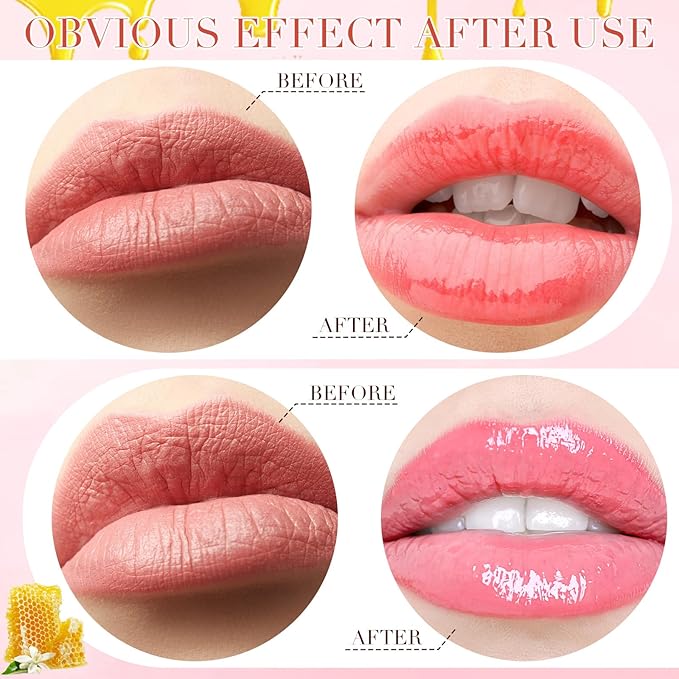 12 Pcs Bee Lip Balm Honey Pot with Brush Propolis Lip Mask Overnight, Moisturizing Hydrating Lip Sleeping Mask Prevention Dry and Cracked(Honey+Strawberry+Watermelon)-VeraVaultWomen