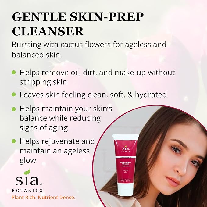 Rejuvenating Facial Cleanser (74ml/2.5oz Eco Tube) | Face Wash w/Prickly Pear, Aloe Vera, Orange Blossom | Natural, Clean, Botanical Skincare for Women-VeraVaultWomen