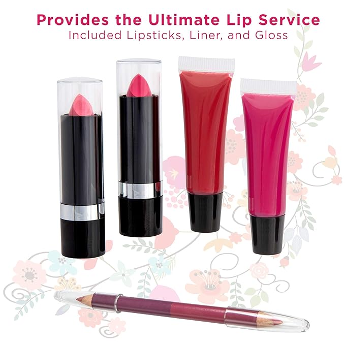 Makeup Kit Gift Set - 51 Piece - 32 Eye Shadows, 2 Blushes, 2 Lip Glosses, 2 Lipsticks, 2 Eye Liner Pencils, 1 Lip Liner Pencil, 1 Mascara - Case with Carrying Handle-VeraVaultWomen