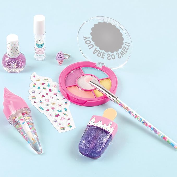 Make It Real: Candy Shop Cosmetic Set - 9 pcs, Vanilla & Strawberry Scented Cosmetics, Ice-Cream Shaped Glosses, Beauty Kit, Tweens, Girls & Kids Ages 8+-VeraVaultWomen