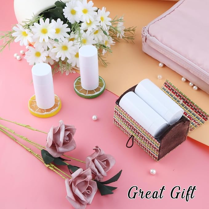 12 Pieces 15g White Plastic Deodorant Containers,Empty 1/2 oz Travel Lip Balm Tubes,Refillable Twist-UP Solid Perfume Tubes,Lipstick Tubes for DIY-VeraVaultWomen