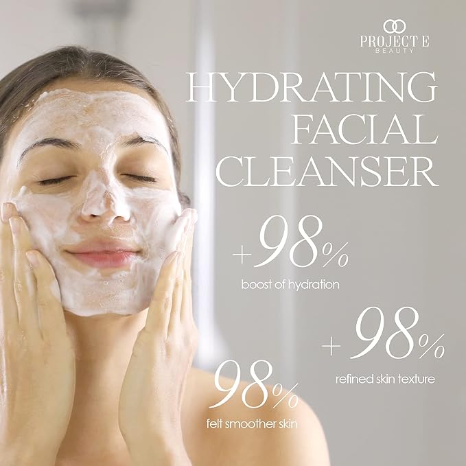 Project E Beauty Hydrating Facial Cleanser Gentle Cleansing | Removes Dirt, Oil & Makeup | Moisturizes & Hydrates | Brightens Complexion | Non-Foaming Formula | For All Skin Types | 125g-VeraVaultWomen