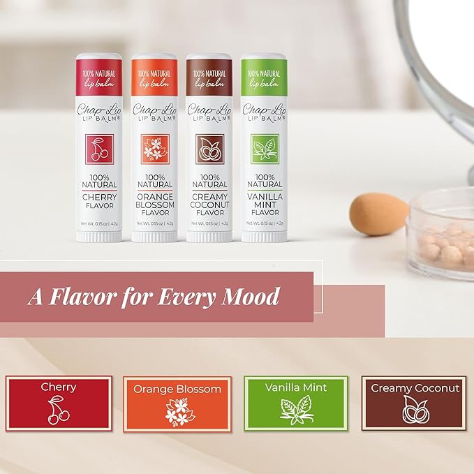 100% Natural Lip Balm Set - Hydrating and Moisturizing Beeswax Natural 4 Flavor Assortment - Lip Moisturizer for Dry Lips - Cocoa Butter - Petroleum Free Pack of 24-VeraVaultWomen