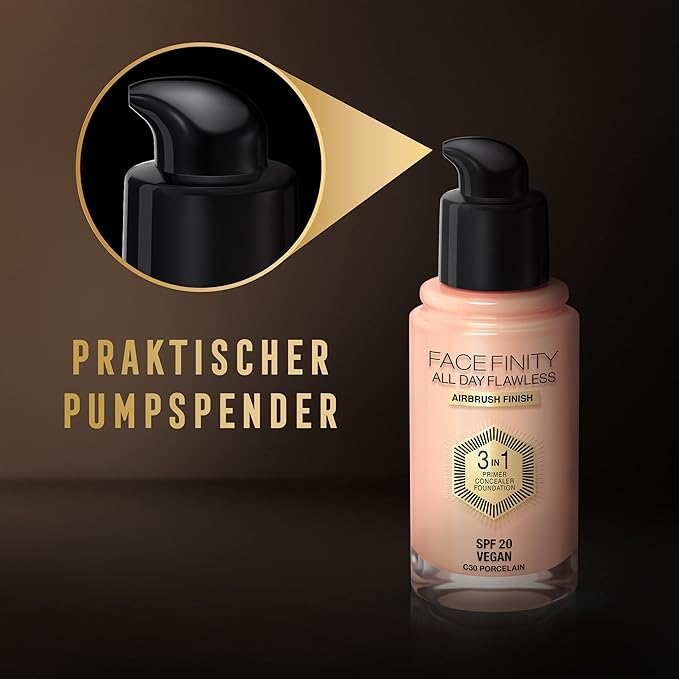 Max Factor Facefinity All Day Flawless 3 In 1 Foundation SPF 20, No. 30 Porcelain-VeraVaultWomen