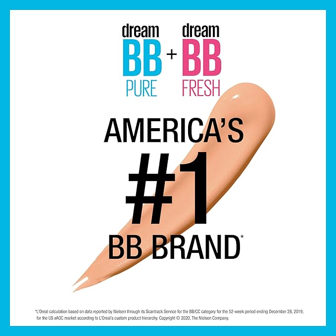 Maybelline Dream Pure Skin Clearing BB Cream, 8-in-1 Skin Perfecting Beauty Balm With 2% Salicylic Acid, Sheer Tint Coverage, Oil-Free, Deep, 1 Count-VeraVaultWomen
