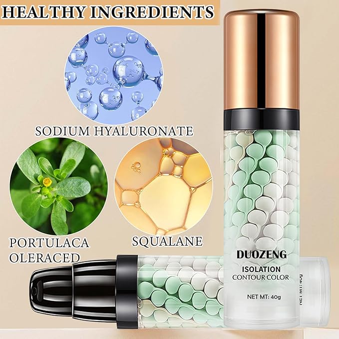 1 Pcs One Step Color Corrector,Natural Isolation Cream,Face Primer Makeup Tricolor Moisturizer,Oil Control & Moisturizing Skin Tone Correcting Primer Concealer Foundation Set B-VeraVaultWomen