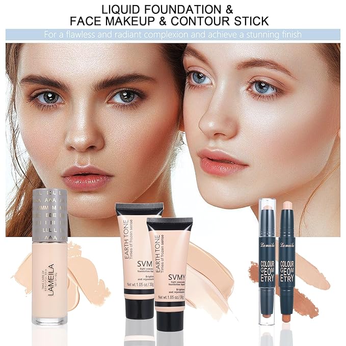 Makeup Kit Full Kit for Women Makeup Kit Full Kit for Teenagers Eyeshadow Palette Lip Gloss Foundation Mascara Eyeliner Cosmetic Brushes Cosmetic Bag etc. (20Middle)-VeraVaultWomen