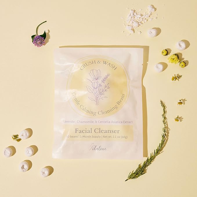 Daily 3 in 1 Facial Cleanser, Exfoliator and Wash-off Mask, Vegan, Cruelty Free, Plastic Free, Travel Friendly, 1 Month Supply Refill (60 Tablets) (Calming)-VeraVaultWomen