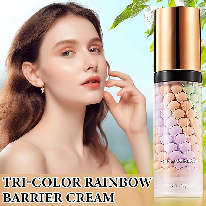 1 Pcs One Step Color Corrector,Natural Isolation Cream,Face Primer Makeup Tricolor Tinted Moisturizer,Oil Control & Moisturizing Skin Tone Correcting and Brightening Primer Concealer Foundation-VeraVaultWomen