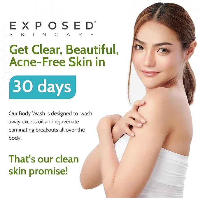 Exposed Skin Care Body Wash - Back and Body Acne Wash with Salicylic Acid and Tea Tree Oil – Exfoliating Bacne Treatment for Clearer, Healthier Skin – Body Cleanser for All Skin Types (12 fl oz)-VeraVaultWomen