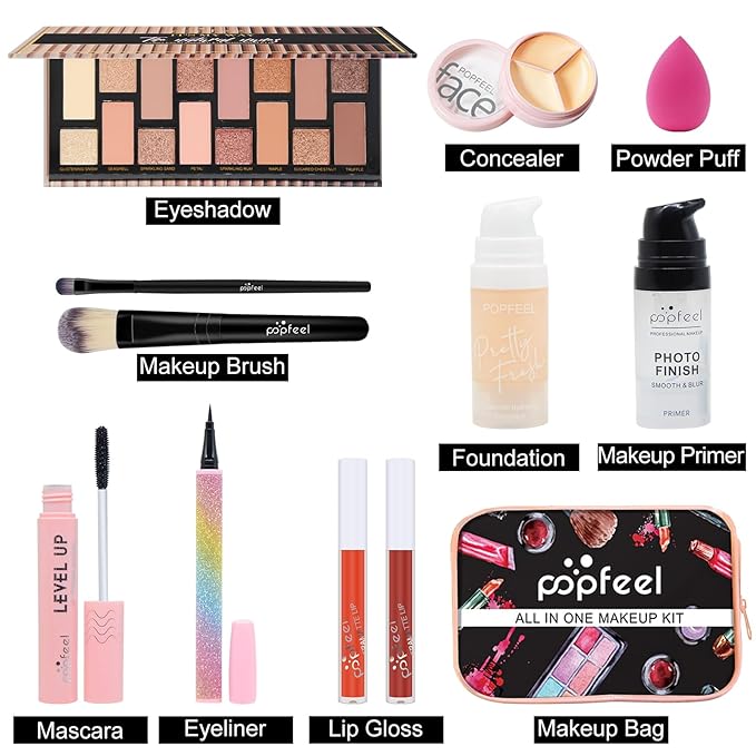 Makeup Kit for Women Full Kit, All-in-one Makeup Gift Set, Include Eyeshadow Palette, Lip Gloss, Foundation, Concealer, Mascara, Makeup Brush-VeraVaultWomen