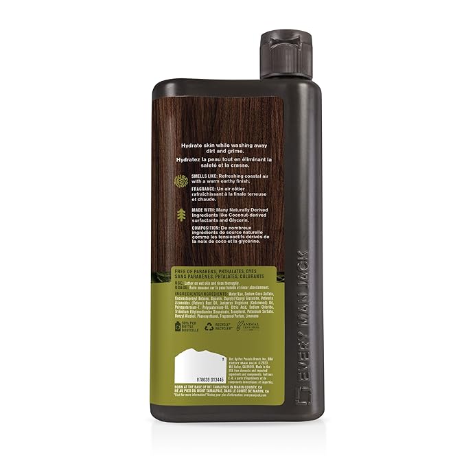 Every Man Jack Nourishing Coastal Moss Mens Body Wash for All Skin Types - Naturally Derived Ingredients - Cleanse and Hydrate Skin with Coconut and Glycerin - 24oz 2 Bottles-VeraVaultWomen