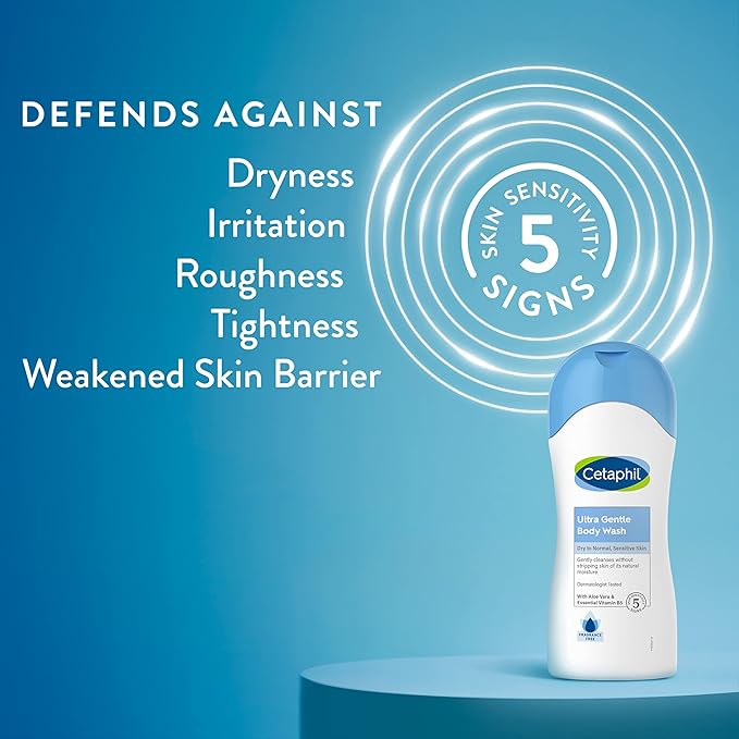 Cetaphil Ultra Gentle Refreshing Body Wash, For Dry To Normal, Sensitive Skin, Aloe Vera, Vitamin B5, Hypoallergenic, Dermatologist Tested, Fragrance Free, 16.9oz Pack of 3-VeraVaultWomen