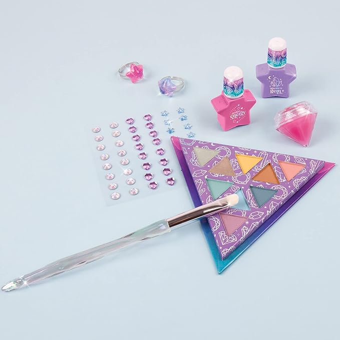 Make It Real: Mystic Crystal Makeup Kit - 9 Piece Tween Cosmetic Set, Sparkle Head To Toe, Rings-Eyes-Lips-Nails, Water-Based Nail Polish, You Are Magic, Take-Anywhere Cosmetic Set, Kids Ages 8+-VeraVaultWomen