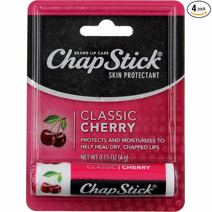 0.15 Oz Cherry Flavor Skin Protectant Flavored Lip Balm Tube (Pack of 4)-VeraVaultWomen