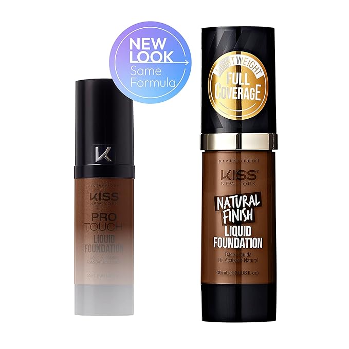 Kiss New York Professional Liquid Foundation - Lightweight and Hydrating Formula, Natural Finish, Control Shine, Cover Pores, Medium to Full Coverage, Green Tea Extract (Cognac)-VeraVaultWomen