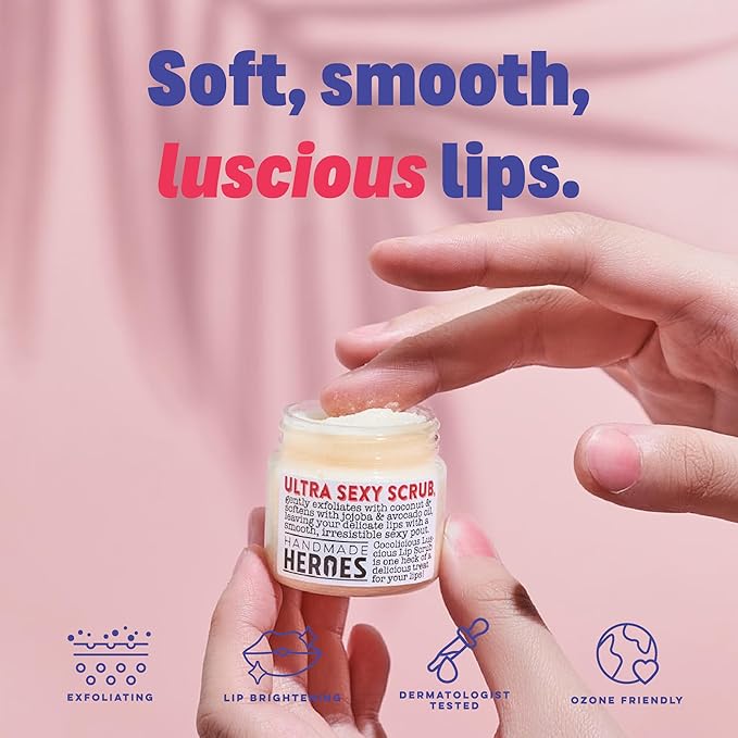 100% Natural Lip Scrub for Soft, Smooth Lips, Vegan Lip Scrub Gentle Exfoliator for Chapped and Dry Lips. 2 pc Coconut Lip Exfoliator Set lip exfoliator.-VeraVaultWomen