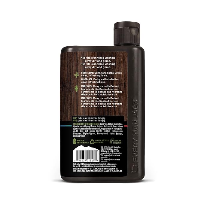 Every Man Jack Hydrating Body Wash for all skin types - Juniper Sage fragrance - Naturally Derived Ingredients - Cleanse, Nourish, and Hydrate Skin -Paraben Free, Phthalate Free, Dye Free-13.5oz - 2pk-VeraVaultWomen