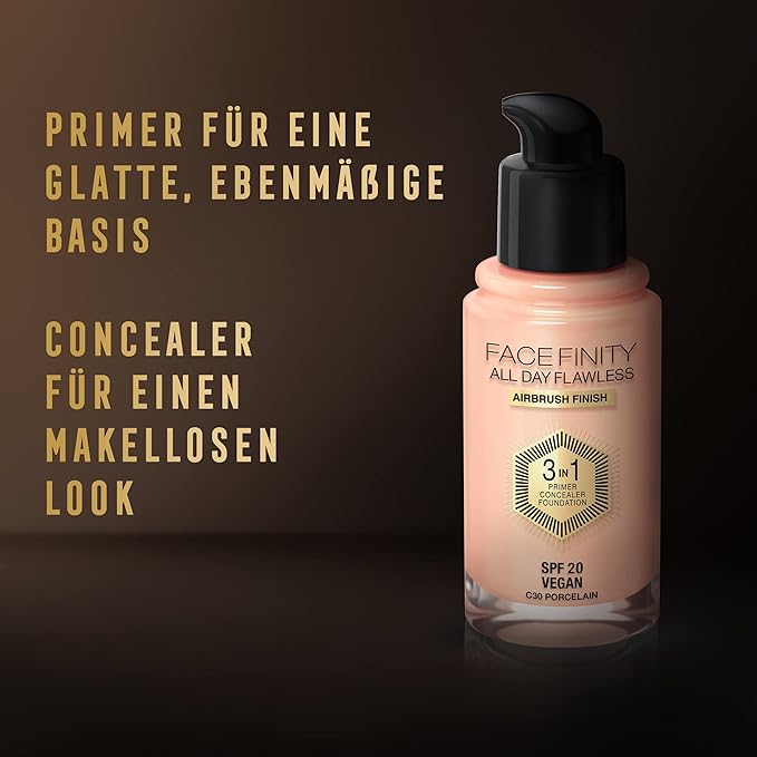 Max Factor Facefinity All Day Flawless 3 In 1 Foundation SPF 20, No. 30 Porcelain-VeraVaultWomen